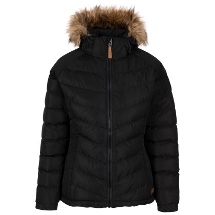 Women s Casual Padded Hooded Jacket Nadina in BLACK _ BLACK, Front view on mannequin