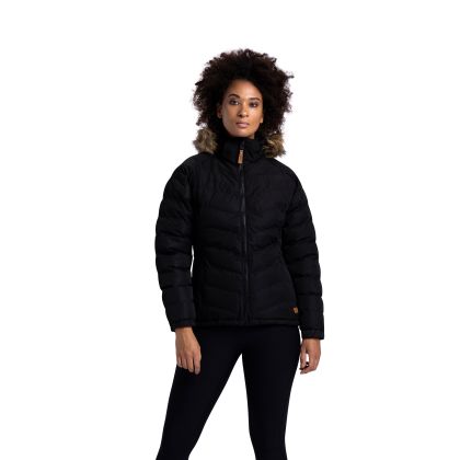 Women s Casual Padded Hooded Jacket Nadina in BLACK _ BLACK, Front view on mannequin