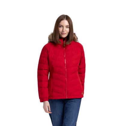 Trespass Women's Padded Jacket Nadina in RED, Front view on mannequin