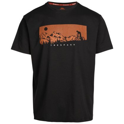 Trespass Mens Short Sleeve T-Shirt Tp75 Nellow in Black, Front view on mannequin