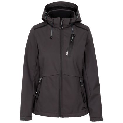 Women s Softshell Jacket Tp75 Neman in DARK GREY, Front view on mannequin