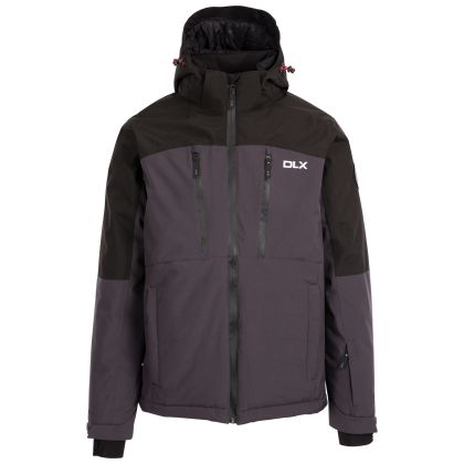 Trespass Mens Ski Jacket Nixon in Dark Grey, Front view on mannequin