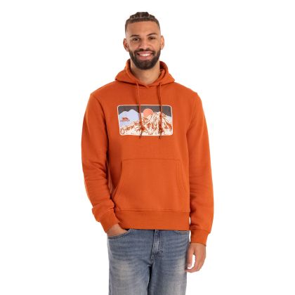 Mens Printed Hooded Sweatshirt Norton in Burnt Orange