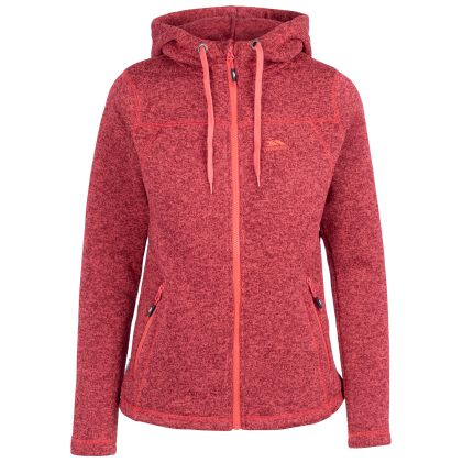 Trespass Womens Knitted Fleece Odelia B in Dark Cherry, Front view on mannequin