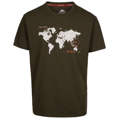 Trespass Mens Printed T-Shirt Tp75 Ohio in Dark Vine, Front view on mannequin