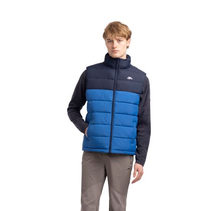 Trespass Mens Gilet Oskar in Navy, Front view on mannequin