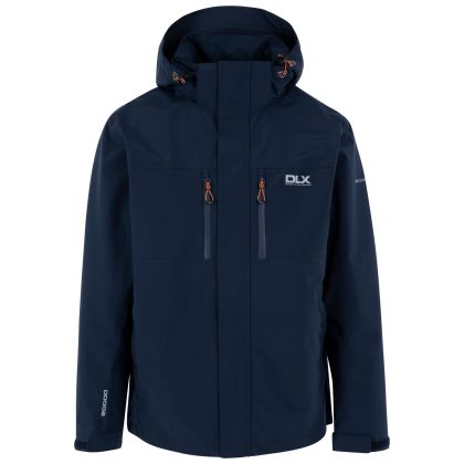 Dlx Mens Waterproof Jacket Oswalt in NAVY, Front view on mannequin