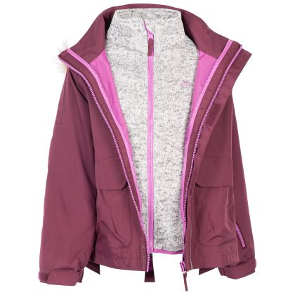 Kids' 3 In 1 Jacket TP50 Outshine in FIG, Front view on mannequin