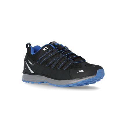 Trespass Men's Active Trainers in Black Pace, Angled view of footwear
