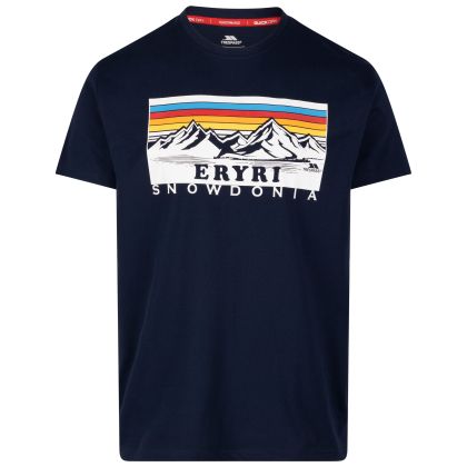 Trespass Male Casual Printed T-Shirt Para in NAVY, Front view on mannequin