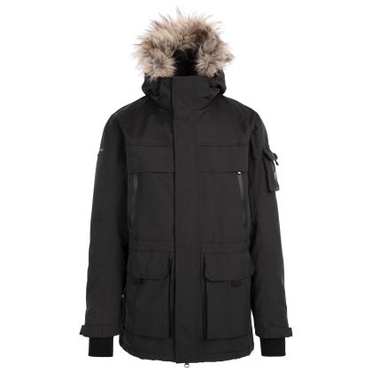 Trespass Men's Rain Jacket Pillaton in BLACK, Front view on mannequin