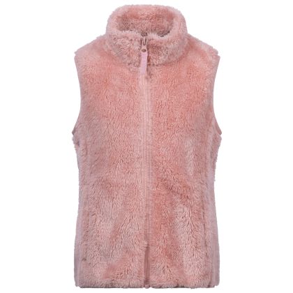 Kids Fleece Gilet Porru in Mid Rose, Front view on mannequin