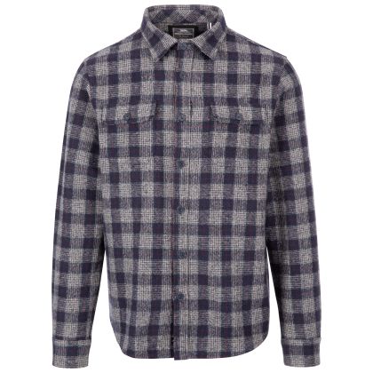 Trespass Men's Casual Shirt Portlaw in Grey blue check, Front view on mannequin