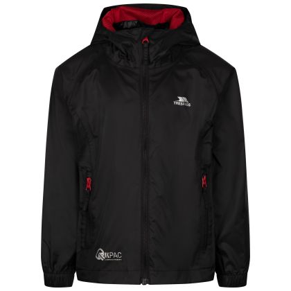 Kids Waterproof Packaway Jacket Qikpac in Black_Red