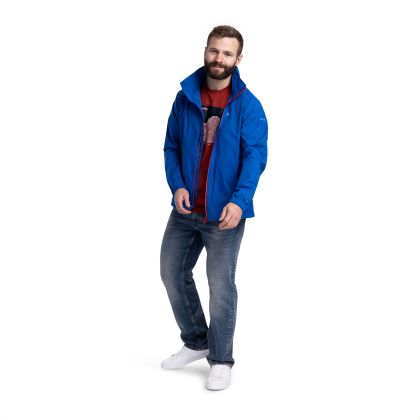 Qikpac X Adults' Waterproof Packaway Jacket in Blue, Front view on mannequin