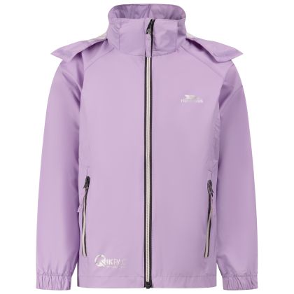 Kids Waterproof Packaway Jacket Qikpac X In Gelsomino, Front view on mannequin