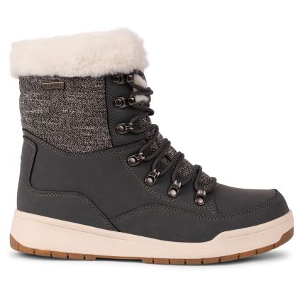 Trespass Womens Snow Boots Waterproof Fleece Lined Raegan Grey, Angled view of footwear