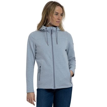 Womens Casual Hooded Top Raniya In Cool Blue, Front view on mannequin