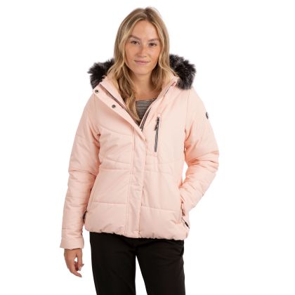Women's Waterproof Jacket TP75 Recap in Light rose, Front view on mannequin