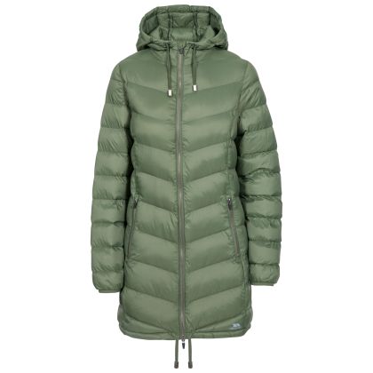 Rianna Women's Padded Casual Jacket in Green, Front view on mannequin