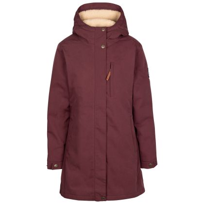 Womens Fleece Lined Waterproof Jacket TP50 Risha in Mulberry, Front view on mannequin