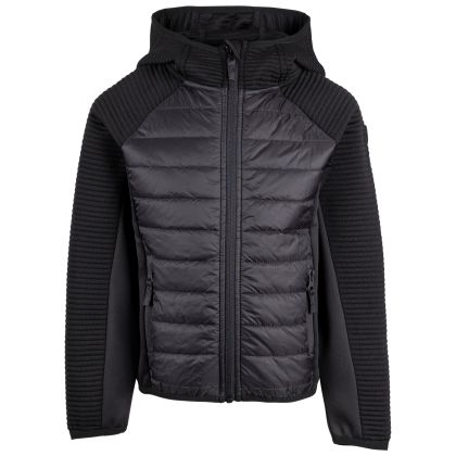 Trespass Kids Unisex Hybrid Top Roadie in Black, Front view on mannequin