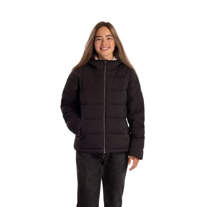 Womens Hooded Casual Jacket Rollins in Black, Front view on mannequin