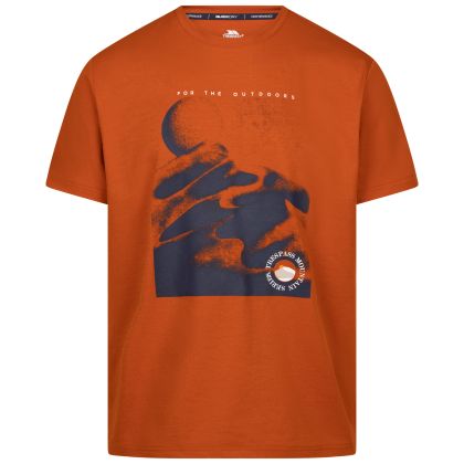 Trespass Mens Casual T-Shirt Tp75 Sagnay in Burnt Orange, Front view on mannequin