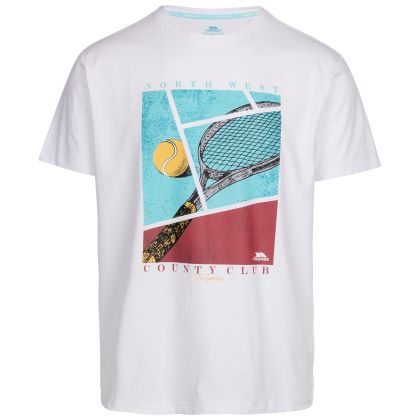 Trespass Mens Casual Printed T-Shirt Tp75 Serland in White, Front view on mannequin