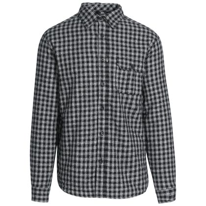 Trespass Men's Checked Cotton Shirt in Black Sheedacallee, Front view on mannequin