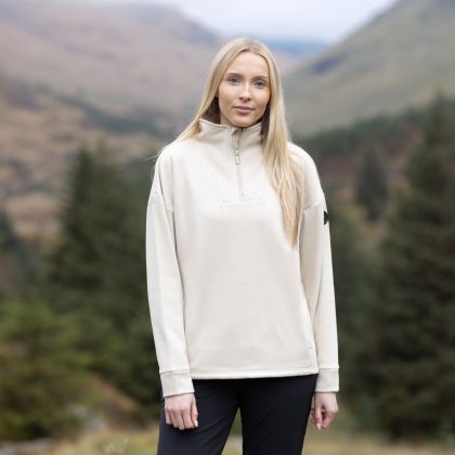 Womens Fleece Siobhan in Soft Stone, Front view on mannequin