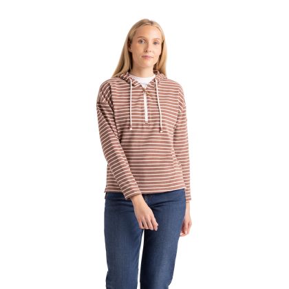 Womens Casual Hoodie Softly in Chestnut, Front view on mannequin