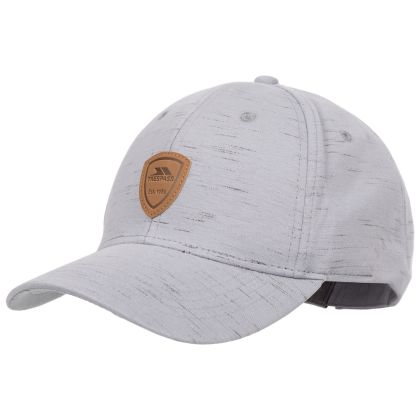 Trespass Adults Baseball Cap Woven Light Grey, Hat at angled view