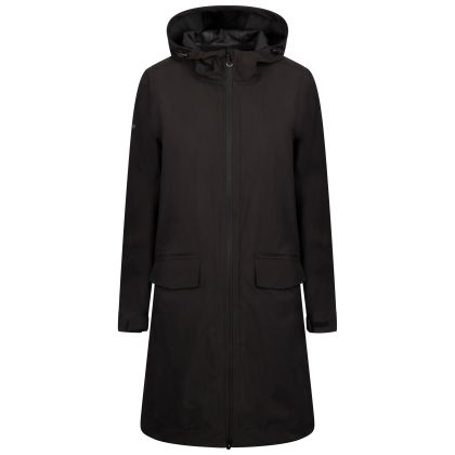 Womens Softshell Waterproof Jacket Sponsor In Black, Front view on mannequin