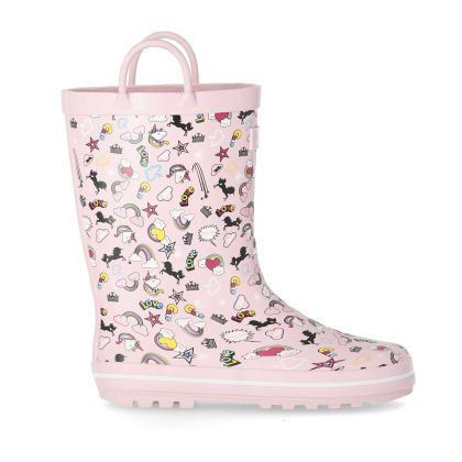 Starryton Kids Wellies in Pink, Outside view of footwear
