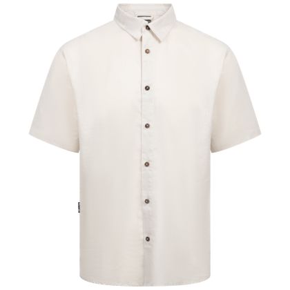 Mens Casual Linen Blend Shirt Suntan in Soft Stone