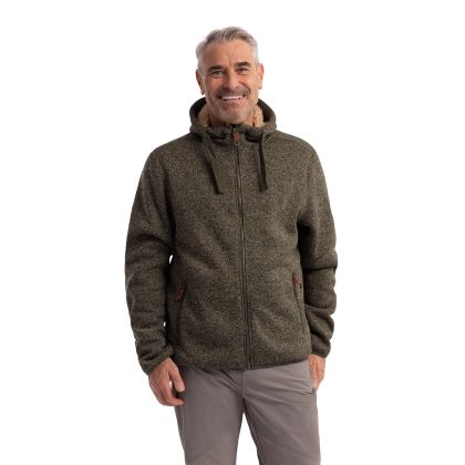 Trespass Mens Fleece Hoodie Tableypipe in Ivy Marl, Front view on mannequin