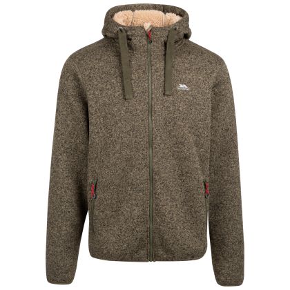 Trespass Mens Fleece Hoodie Tableypipe in Ivy Marl, Front view on mannequin