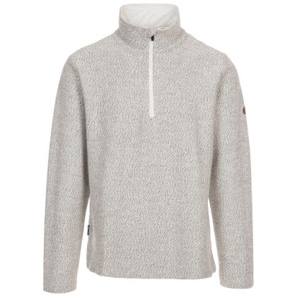 Trespass Men's Casual 1/2 Zip Fleece Taddingley Off White, Front view on mannequin