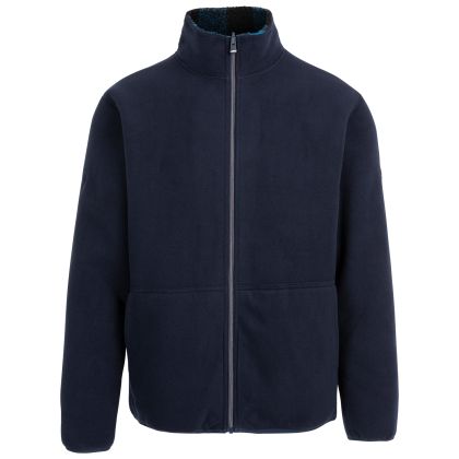 Mens Reversible Fleece Jacket Tatsfield in NAVY, Front view on mannequin