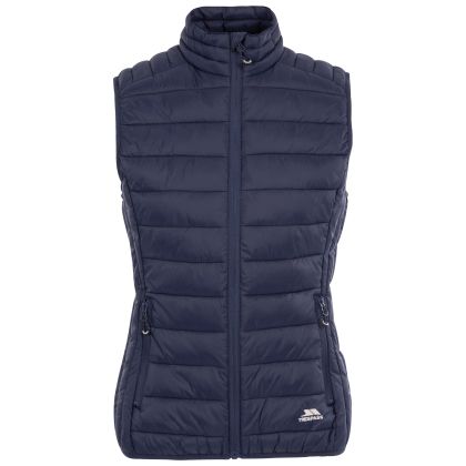 Trespass Womens Packaway Padded Gilet Teeley in NAVY, Front view on mannequin