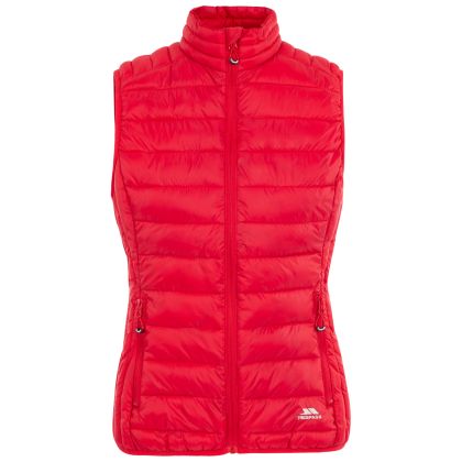 Trespass Womens Packaway Padded Gilet Teeley in RED, Front view on mannequin