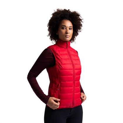 Trespass Womens Packaway Padded Gilet Teeley in RED, Front view on mannequin