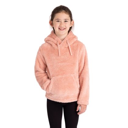 Kids Hooded Fleece Temoni in Mid Rose, Front view on mannequin