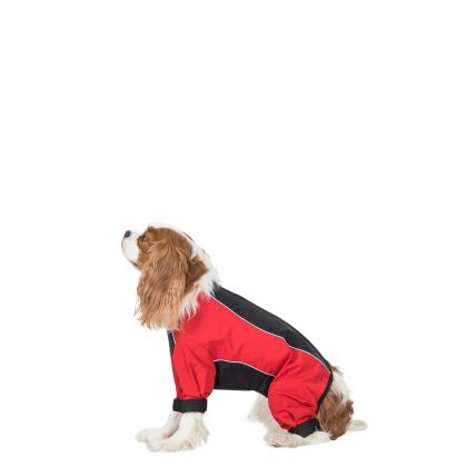 Trespaws XS Waterproof Dog Coat with legs Tia in Black/Red