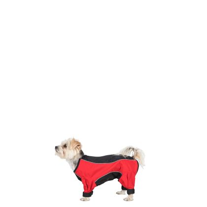 Trespaws XXS Waterproof Dog Coat with Legs Tia in Black/Red