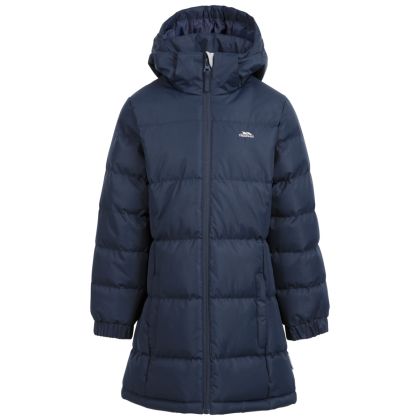 Trespass Kids Padded Jacket with Hood Tiffy Navy, Front view on mannequin