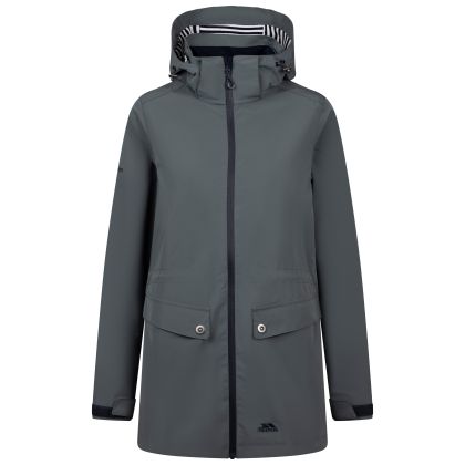 Womens Hooded Waterproof Jacket Tiverton In Teal Mist, Front view on mannequin