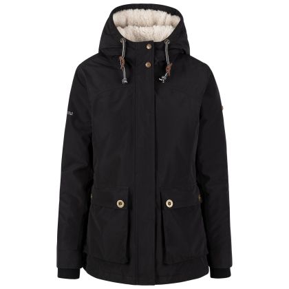 Trespass Women's Waterproof Jacket TP50 Token in BLACK, Front view on mannequin