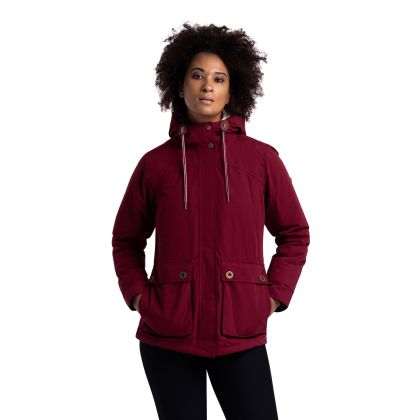 Women s Waterproof Jacket TP50 Token in Red, Front view on mannequin